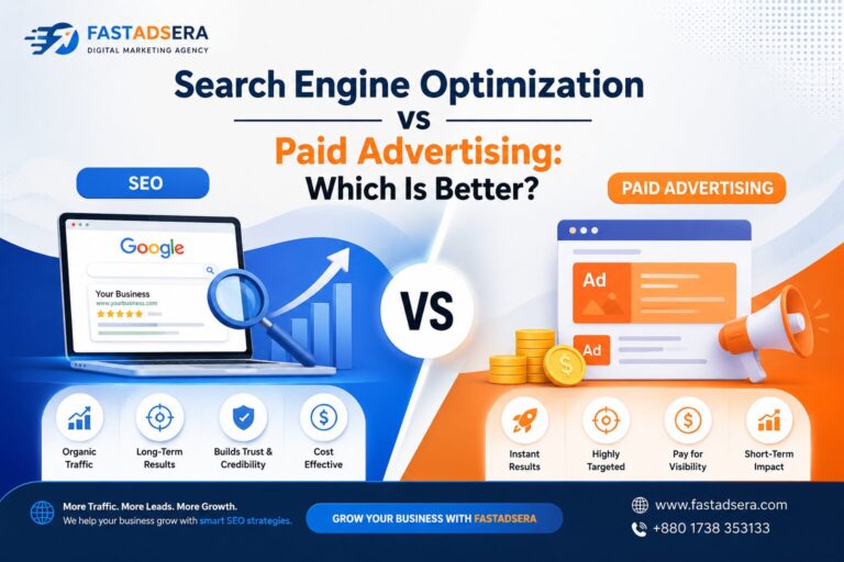 Search Engine Optimization vs Paid Advertising comparison for business growth, website traffic, and lead generation